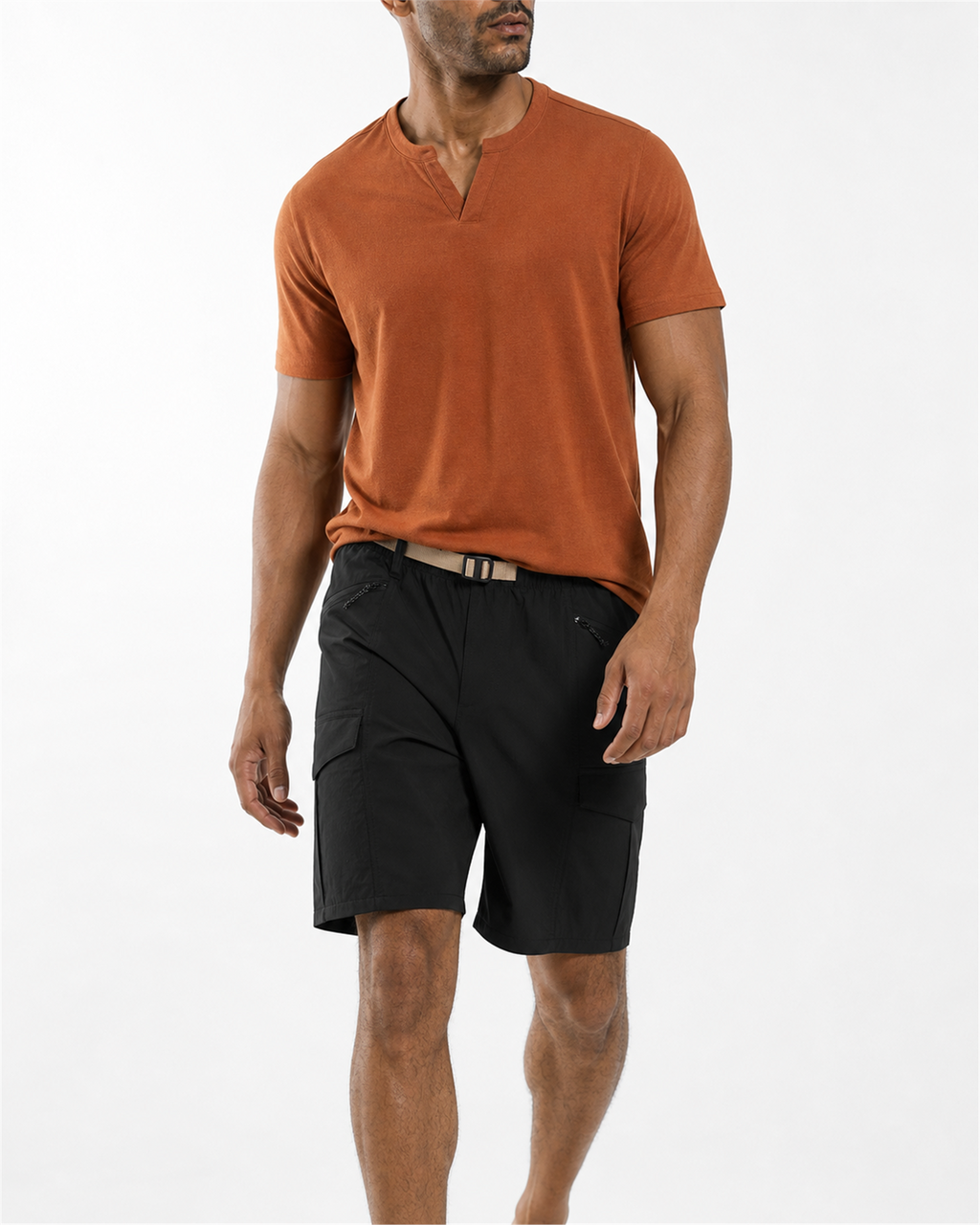 MANLY Oversized Cargo Shorts — model wearing Black