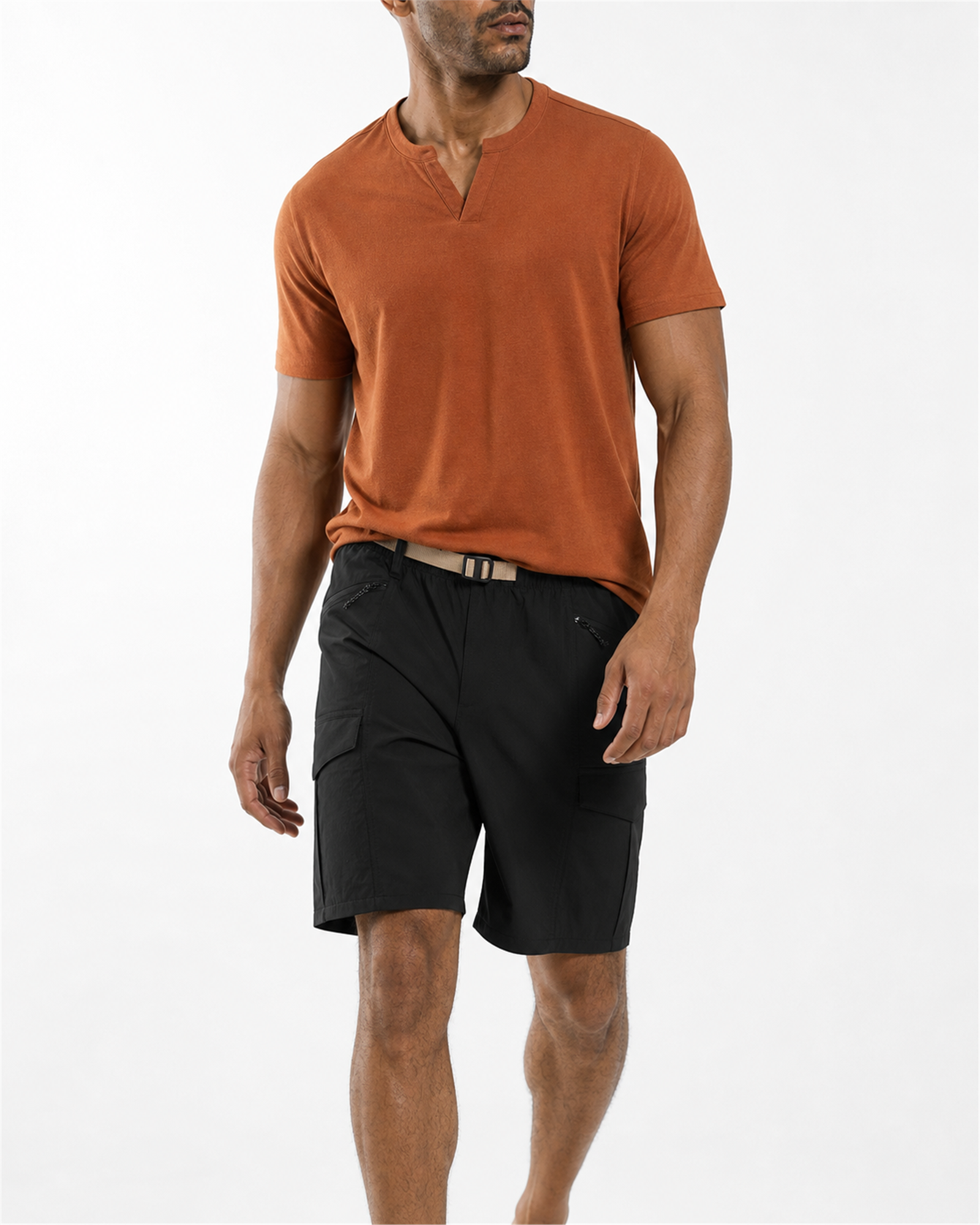 MANLY Oversized Cargo Shorts — model wearing Black
