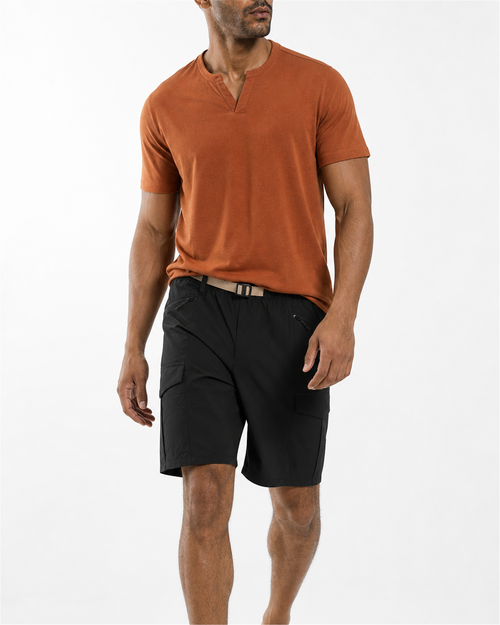 MANLY Oversized Cargo Shorts — model wearing Black