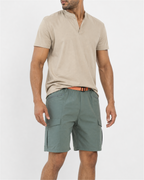 MANLY Oversized Cargo Shorts — model wearing Mist Green