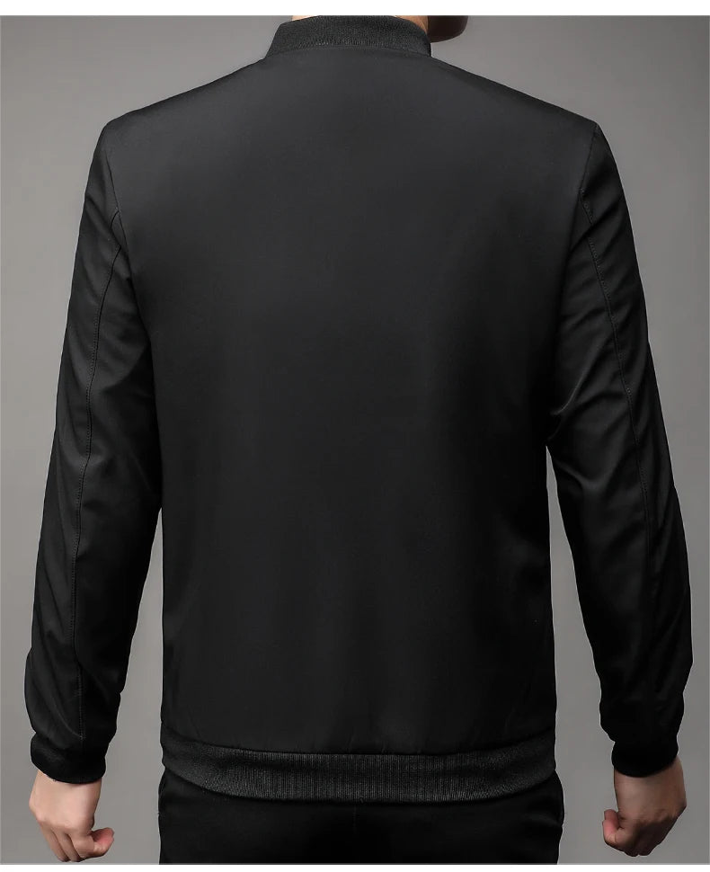 Men's baseball collar jacket with ribbed collar, cuffs and hem — additional product view