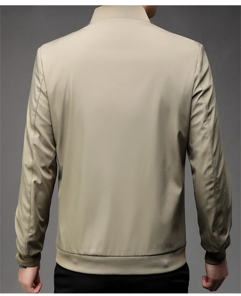 Men's baseball collar jacket with ribbed collar, cuffs and hem — additional product view