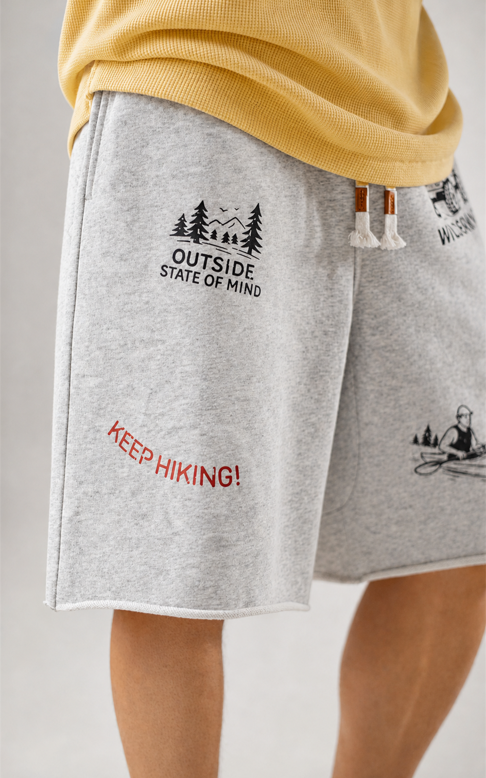 Outside State of Mind pine print and Keep Hiking text — side view