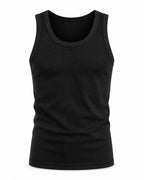 Black premium ribbed tank, flat front view
