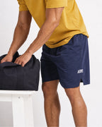 Navy retro shorts with ARMY embroidery — studio, black duffel