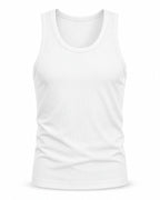 White premium ribbed tank, flat front view