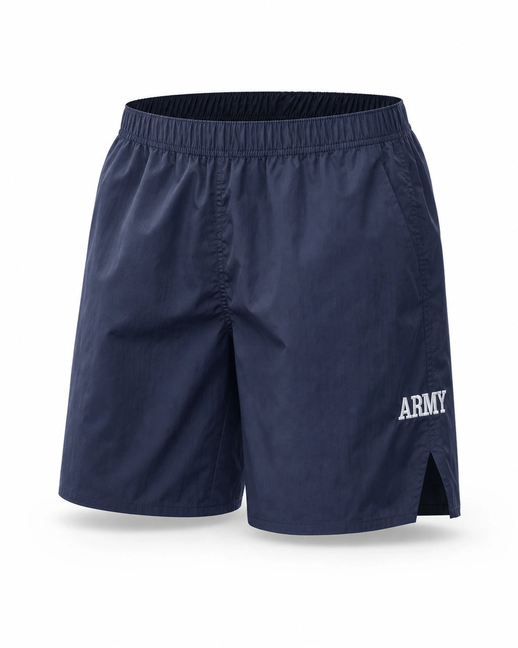 MANLY navy retro training shorts — product front