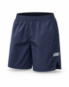 MANLY navy retro training shorts — product front