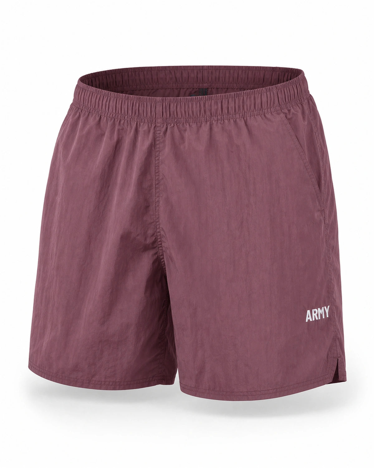 MANLY washed burgundy retro training shorts — product front