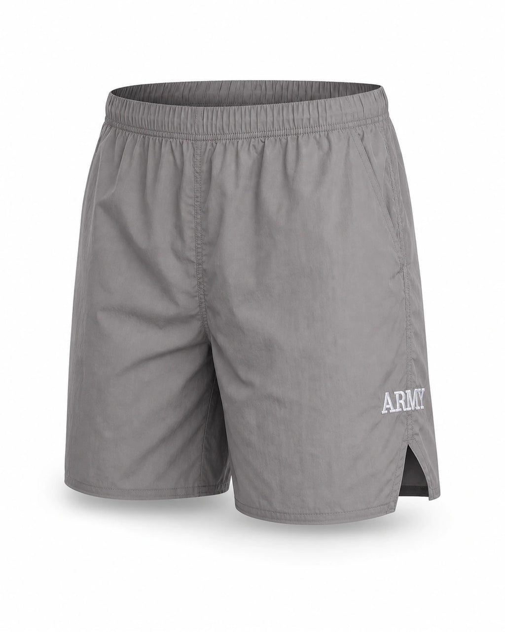 MANLY grey retro training shorts — product front