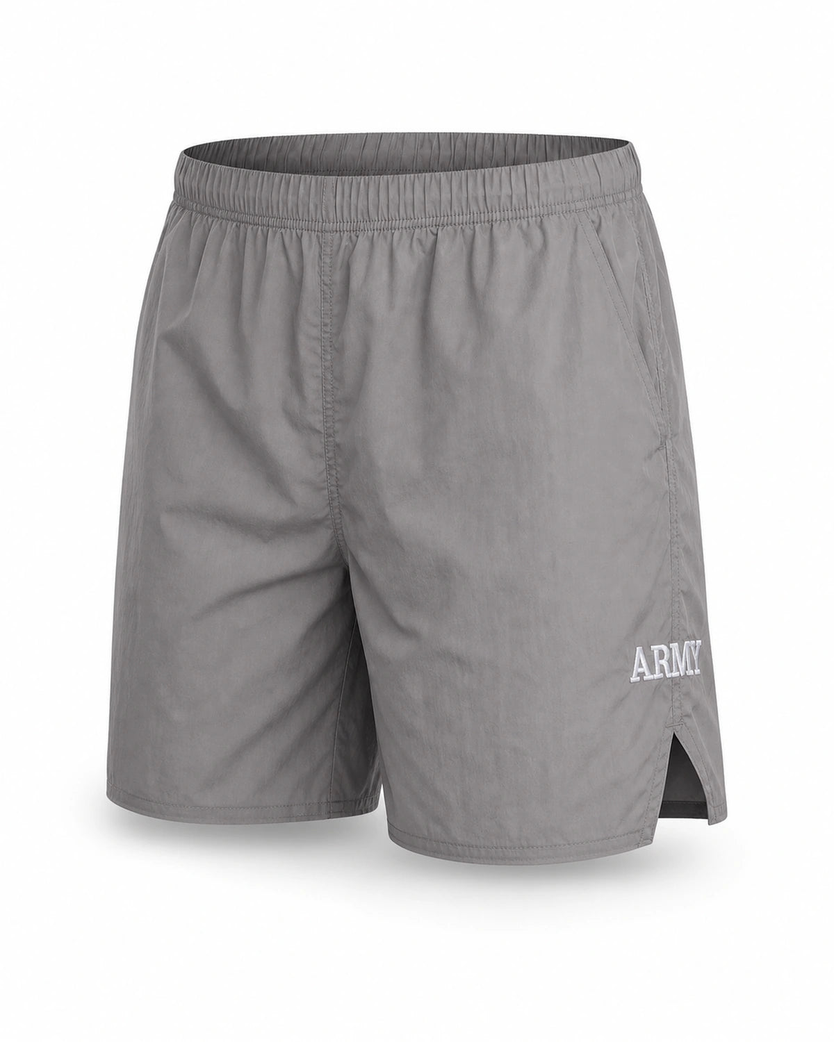 MANLY grey retro training shorts — product front