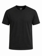 Black heavyweight cotton t-shirt, flat front view