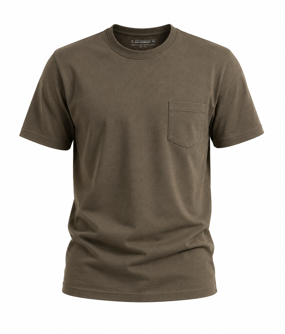 Graphite green pocket t-shirt, flat front view
