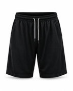 MANLY charcoal black mesh shorts — front product shot