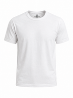 White heavyweight cotton t-shirt, flat front view