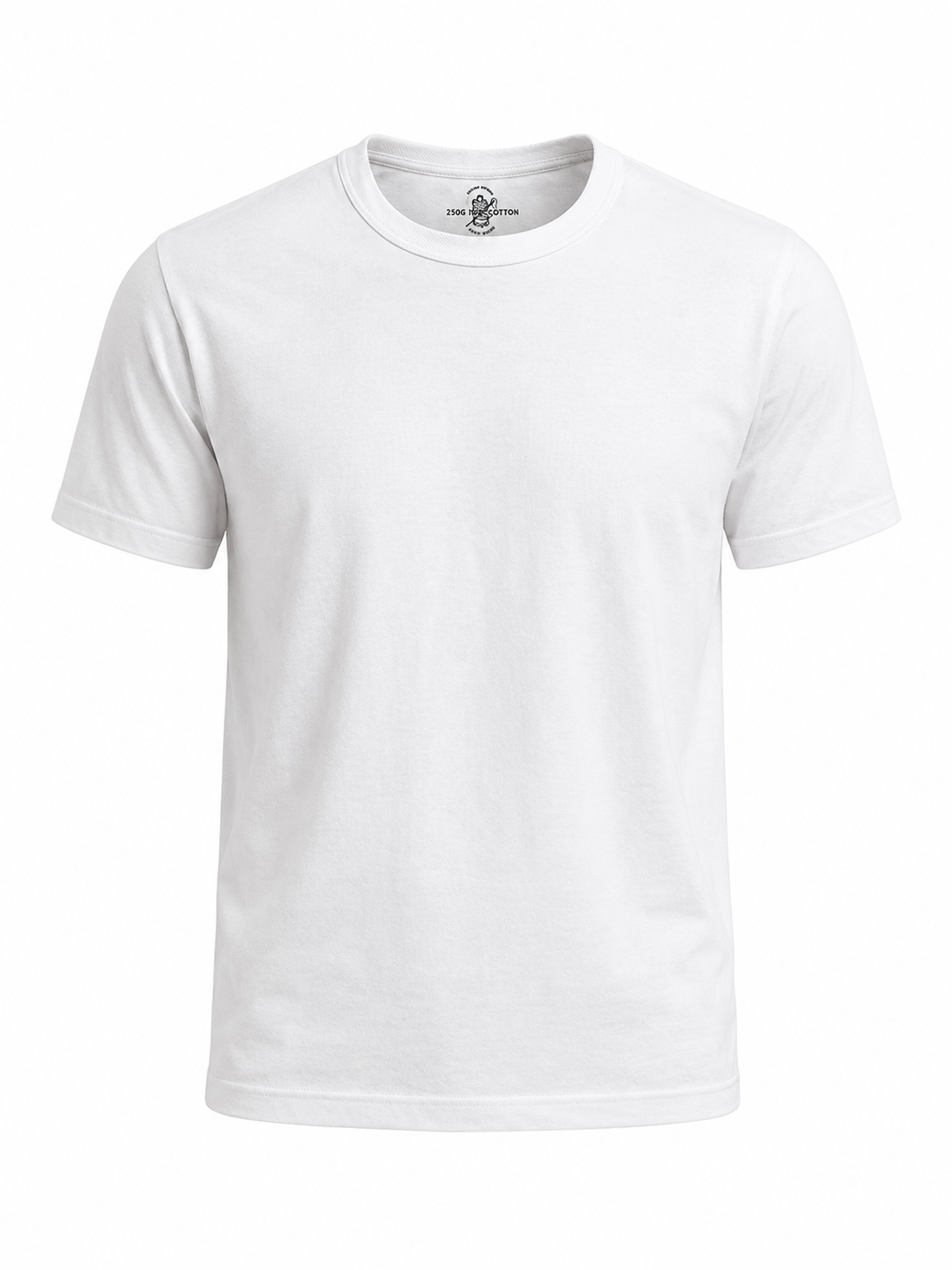 White heavyweight cotton t-shirt, flat front view