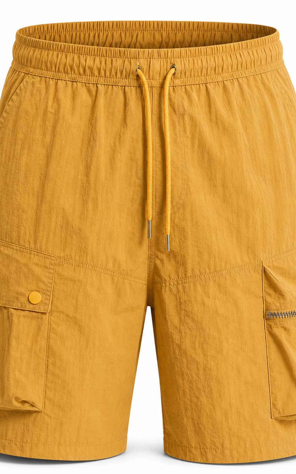 MANLY men's yellow cargo shorts — front product shot
