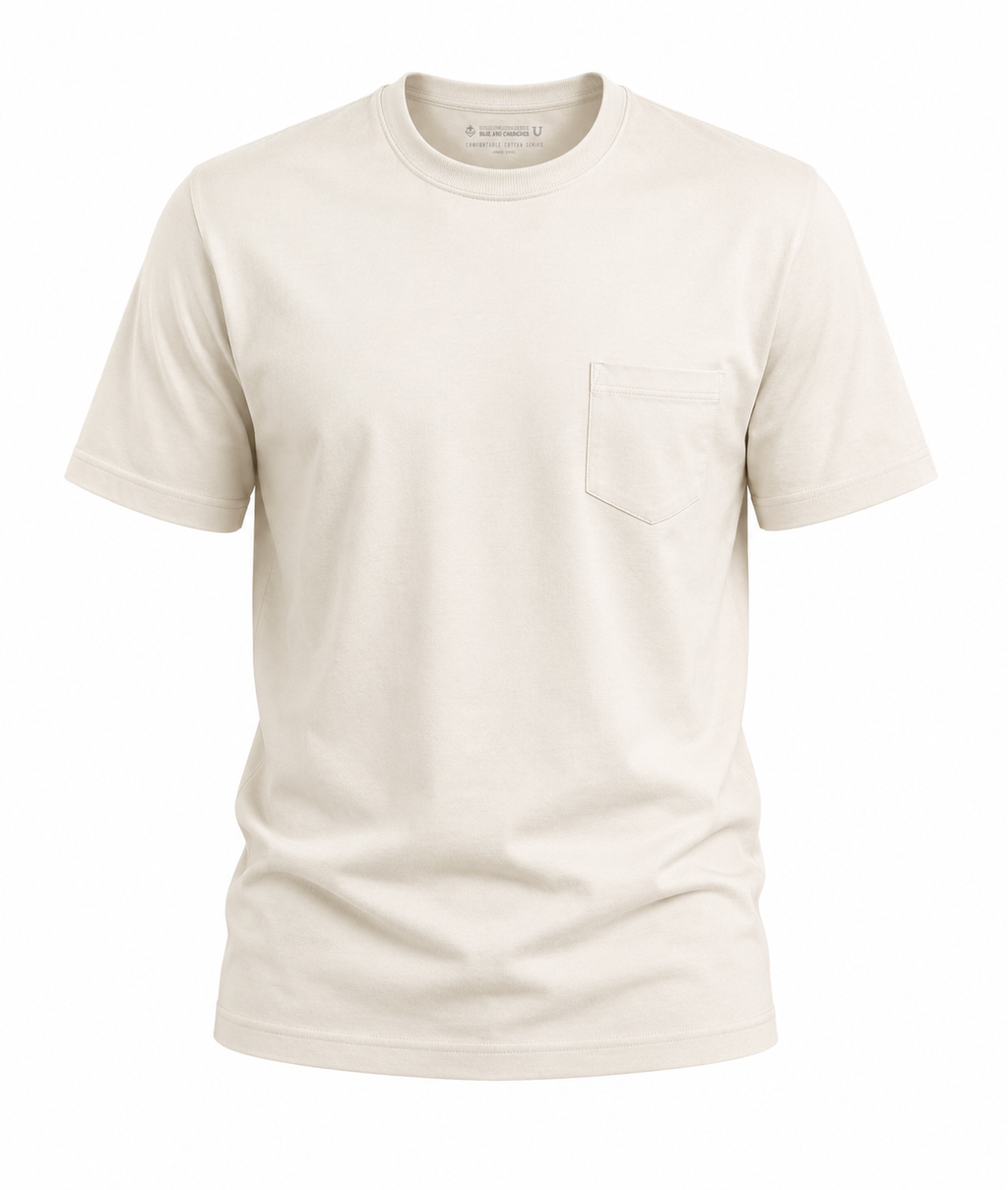 Vintage apricot pocket t-shirt, flat front view