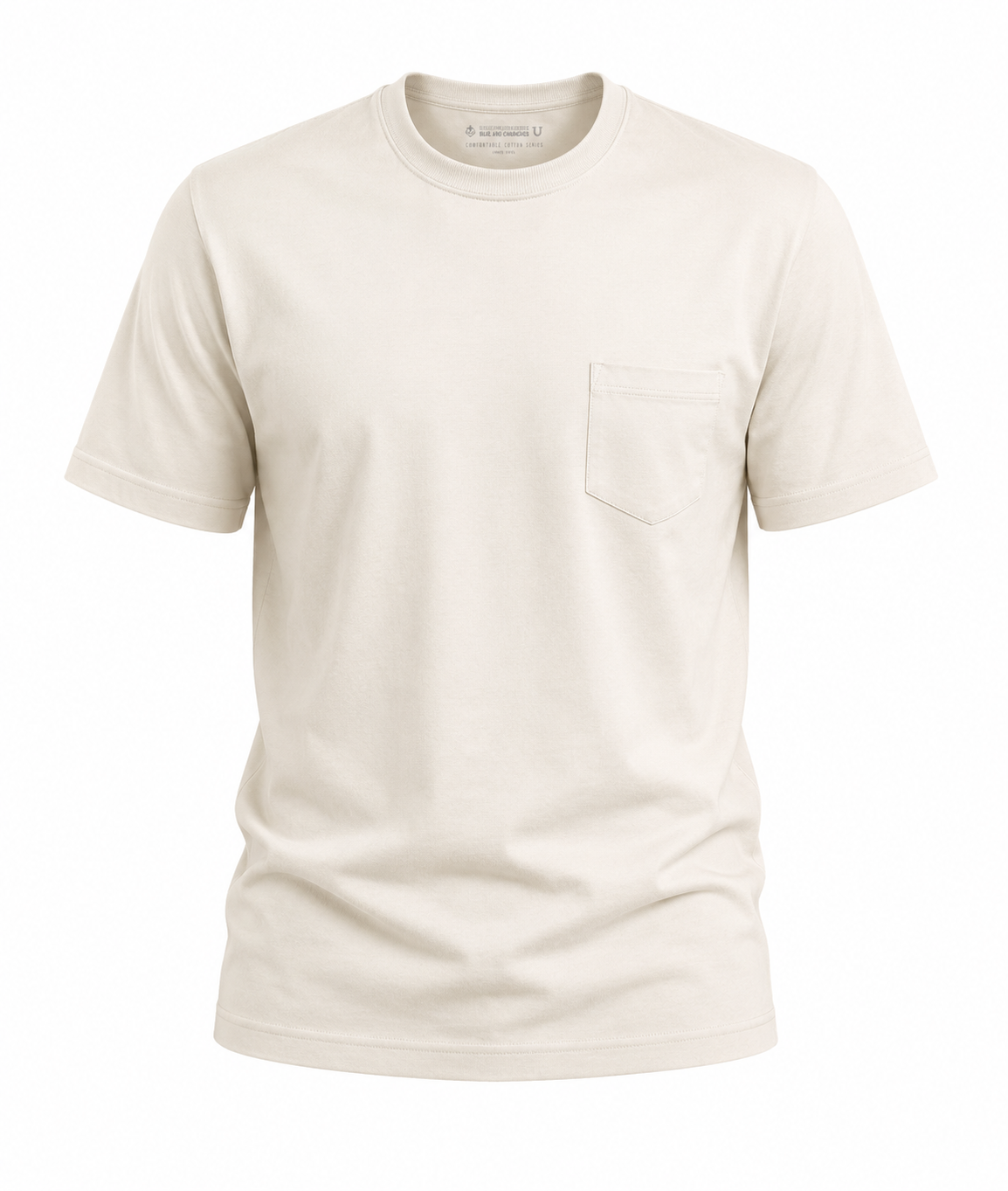 Vintage apricot pocket t-shirt, flat front view