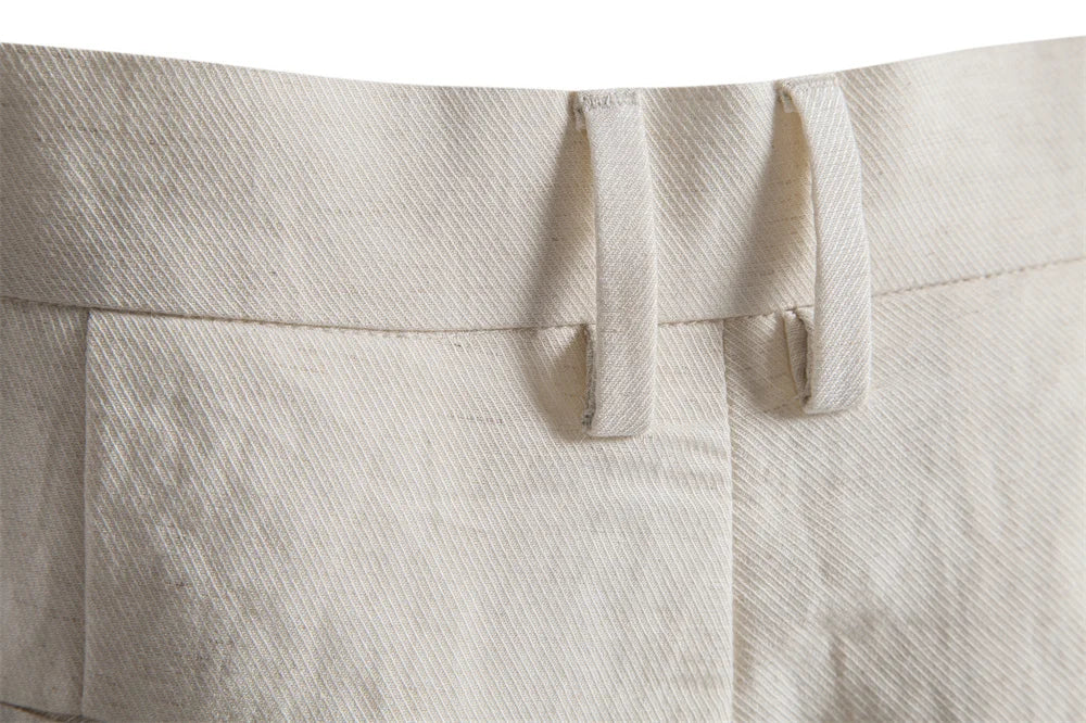 Detail of double belt loops at the back waistband
