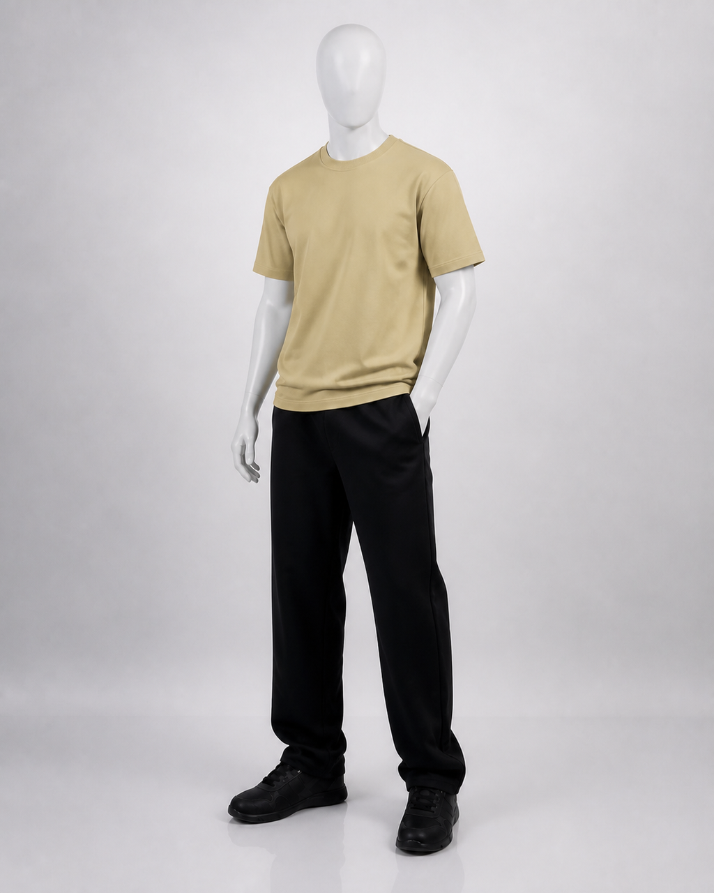 Men's Plain Heavyweight Tee in Khaki, front view on a mannequin