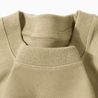Close-up of the crew neckline on the Men's Plain Heavyweight Tee in Khaki