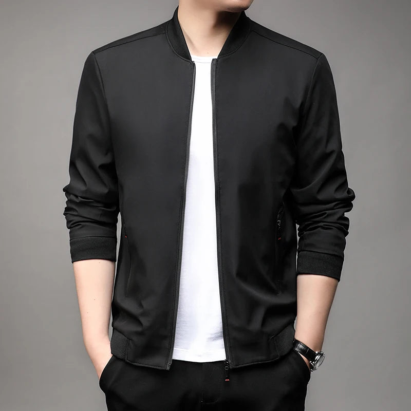 Baseball collar jacket - black