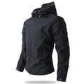 Men's Tactical Softshell Jacket in Black — three-quarter view
