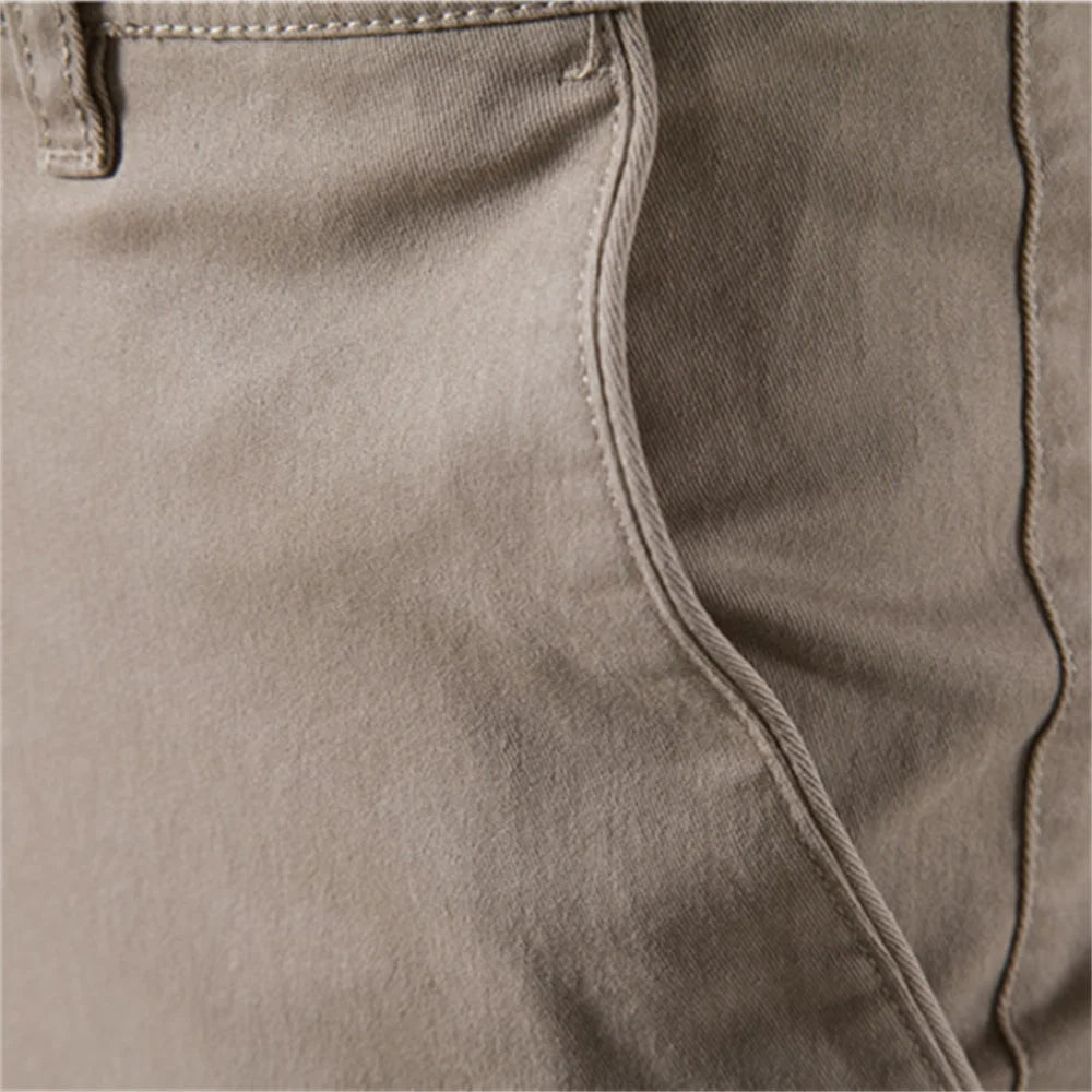 Men's Slim Cotton Trousers — slant pocket and taper detail