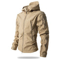 Men's Tactical Softshell Jacket in Khaki — three-quarter view