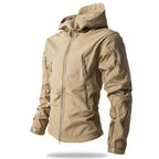 Men's Tactical Softshell Jacket in Khaki — three-quarter view