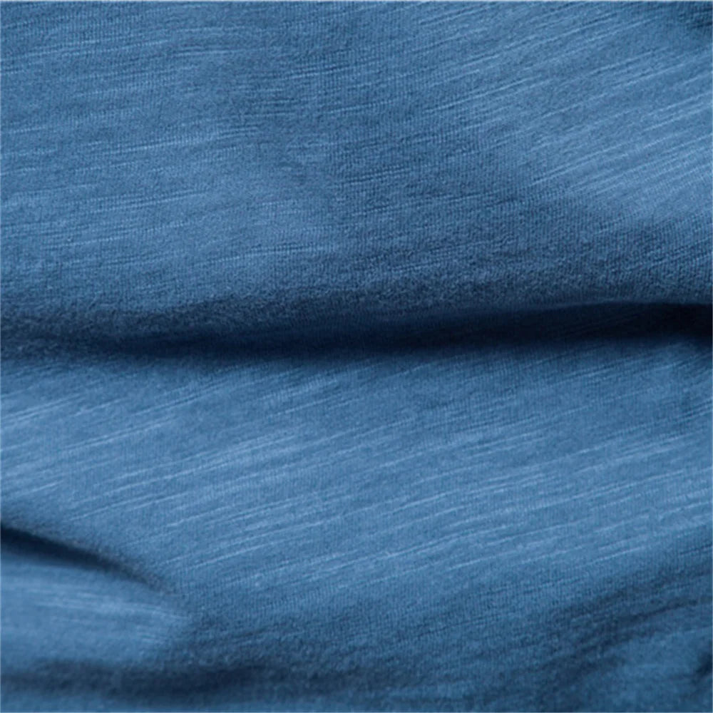 Slim V-Neck Tee — slub cotton weave detail