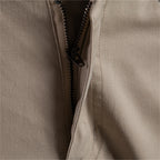 Close-up of the metal zip-fly closure