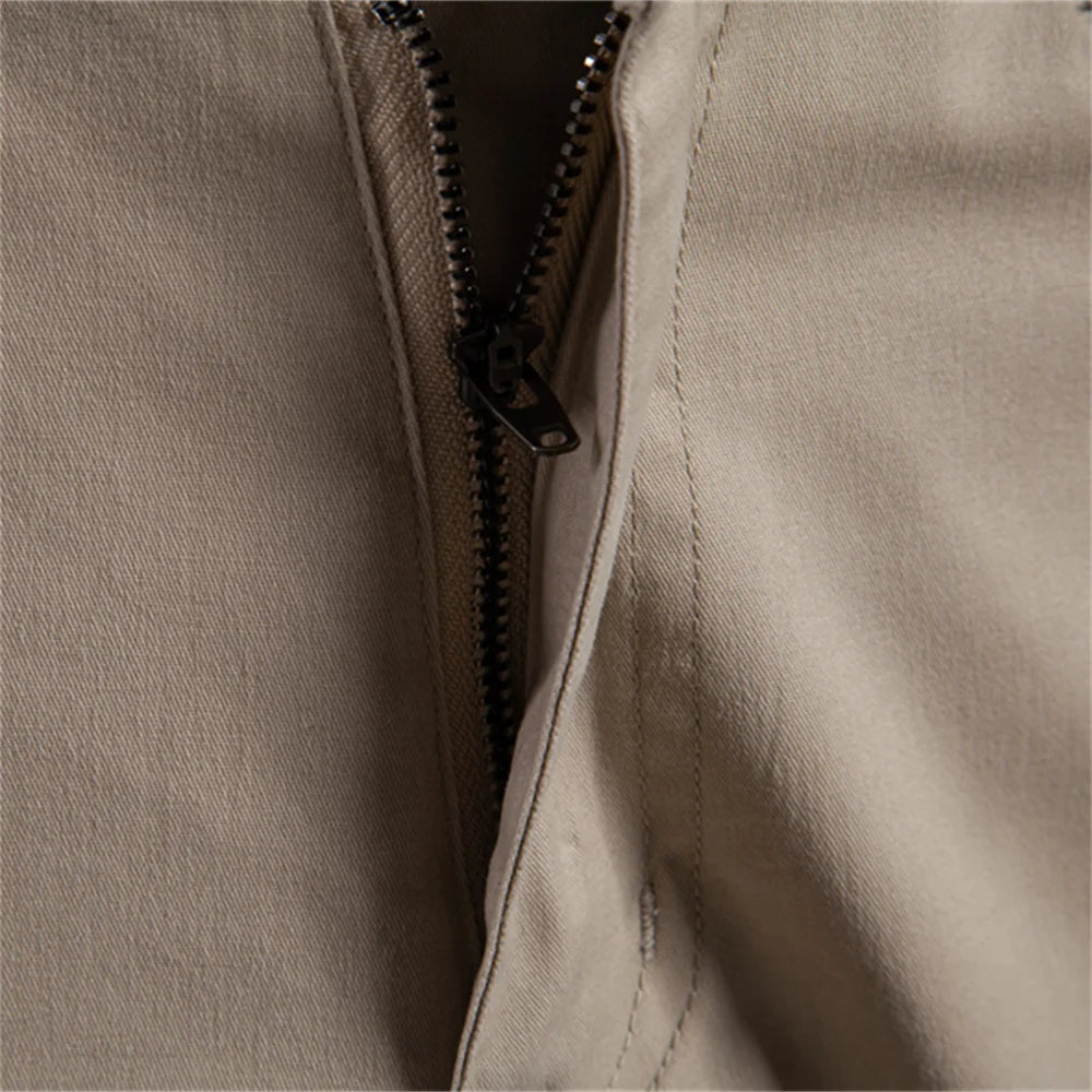 Close-up of the metal zip-fly closure