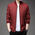 Baseball collar jacket - red