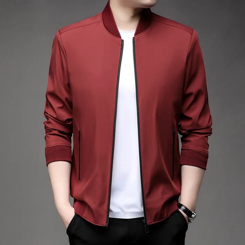 Baseball collar jacket - red