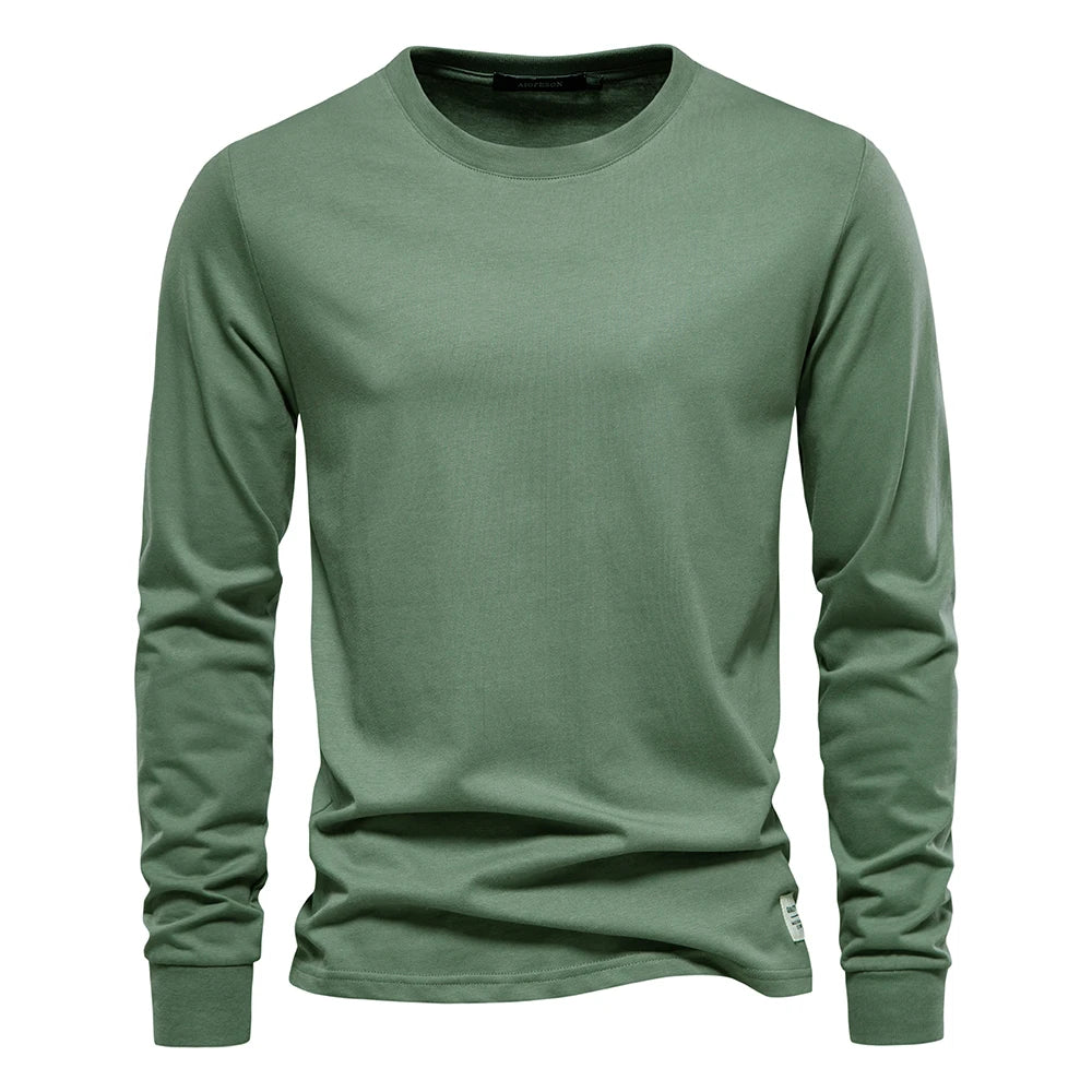 Long Sleeve Cotton Essential — men's cotton crew-neck long sleeve, view 8