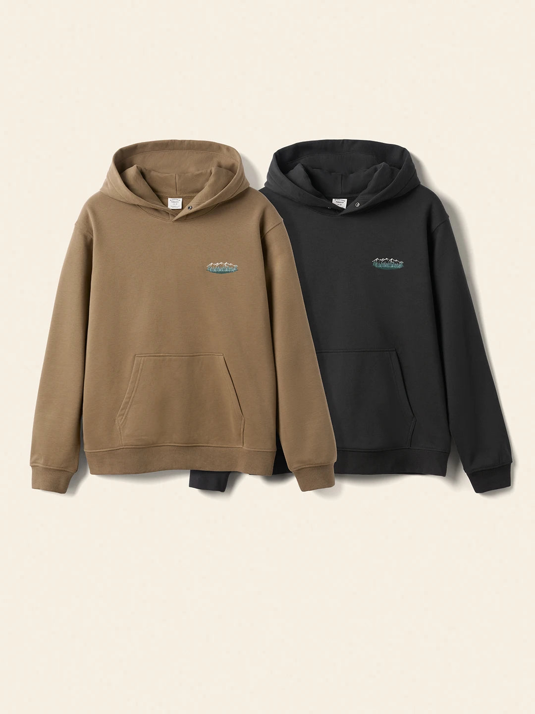 Oversized Mountain Fleece Hoodie in Khaki Brown — 340gsm fleece, view 2