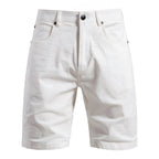 Men's slim fit cotton shorts in White, front view