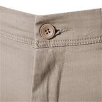 Men's Slim Cotton Trousers — waistband and zip fly detail