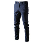 Men's Cotton Chino Trousers in Navy — slim tapered fit
