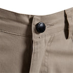 Close-up of the zip-fly waistband and button closure