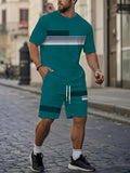 Men's Featherlight Summer Set — 3D Print Tee & Shorts in Teal