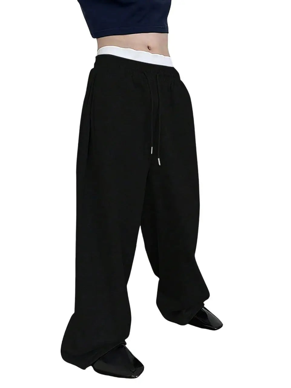 Wide-Leg Sweatpants in Black