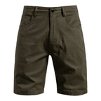 Men's slim fit cotton shorts in Army Green, front view