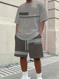 Men's Featherlight Summer Set — 3D Print Tee & Shorts in Grey