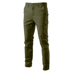 Men's Cotton Chino Trousers in Army Green — slim tapered fit