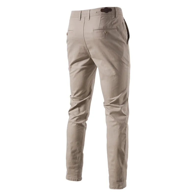 Men's Slim Cotton Trousers — fabric and stitching detail