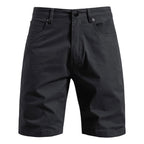Men's slim fit cotton shorts in Dark Grey, front view