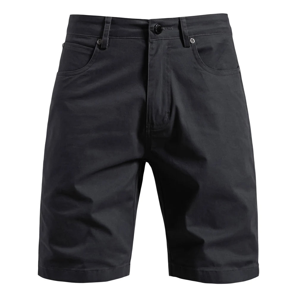 Men's slim fit cotton shorts in Dark Grey, front view